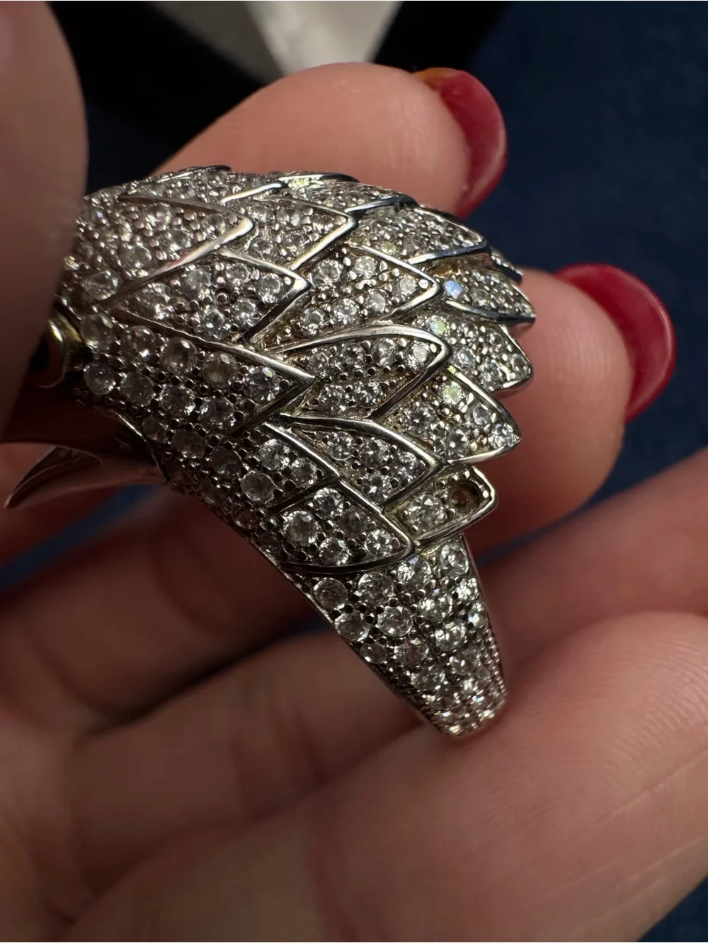 Eagle Head 925 Sterling Silver and 14k eye Ring size 7.5